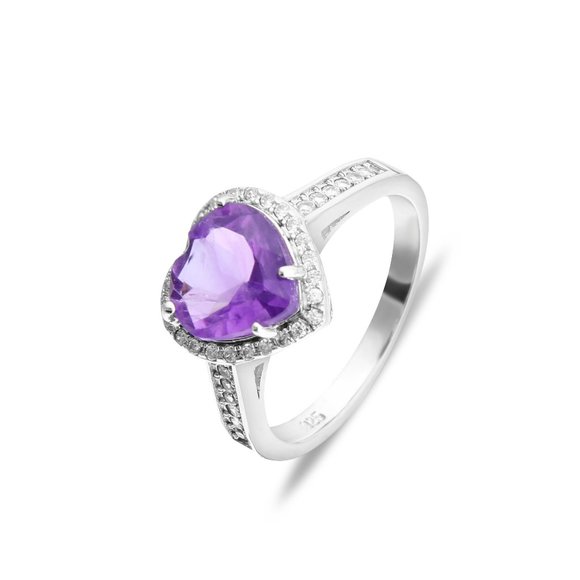 Jewelry - Natural Amethyst Heart Ring.